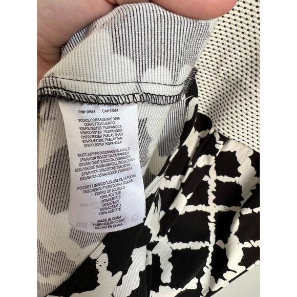 ANTHROPOLOGIE TABITHA sz 4 Aleida black white structured contrast patterns dress - Picture 8 of 9